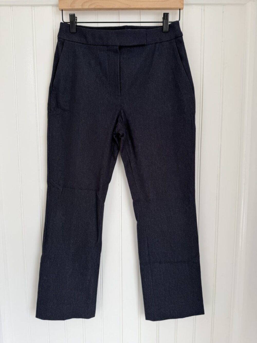 Max Mara Stretch Denim Cropped Straight Leg Trousers — Dark Blue, US 4 NWT